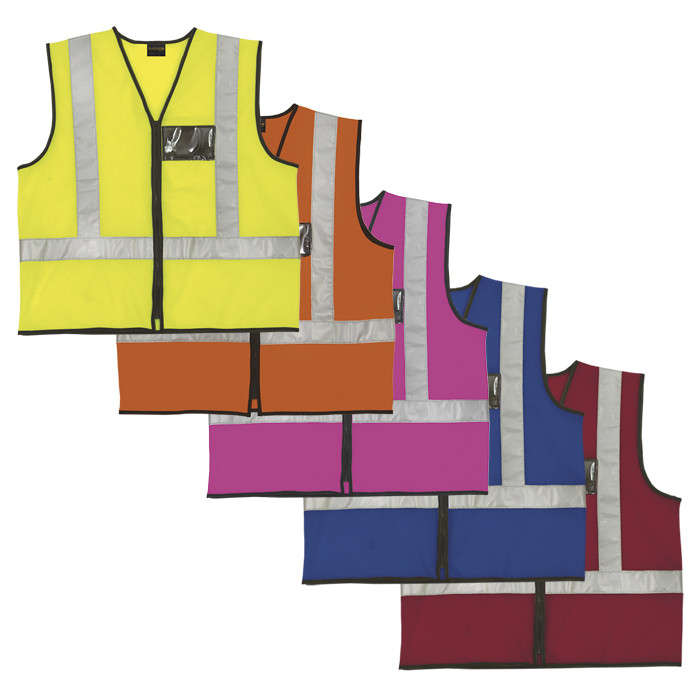 Reflective Jacket with Zip and ID Pouch - Various Colours Pink L