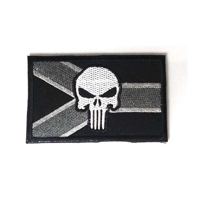 DZI SA Flag Punisher Embroidered Velcro Patch - Black