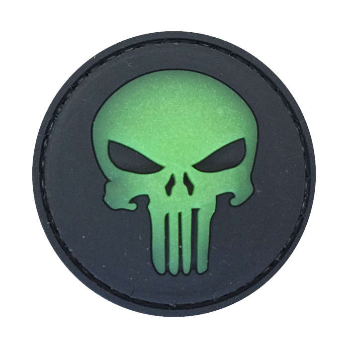 TacSpec Glow in the Dark "Punisher" PVC Velcro Patch