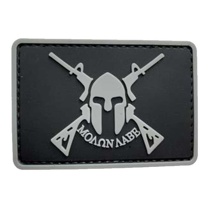 TacSpec "Spartan Rifle Molon Labe" PVC Velcro Patch - Black