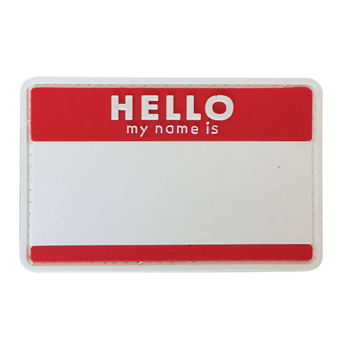 TacSpec "Hello My Name Is " PVC Velcro Patch - Red/White