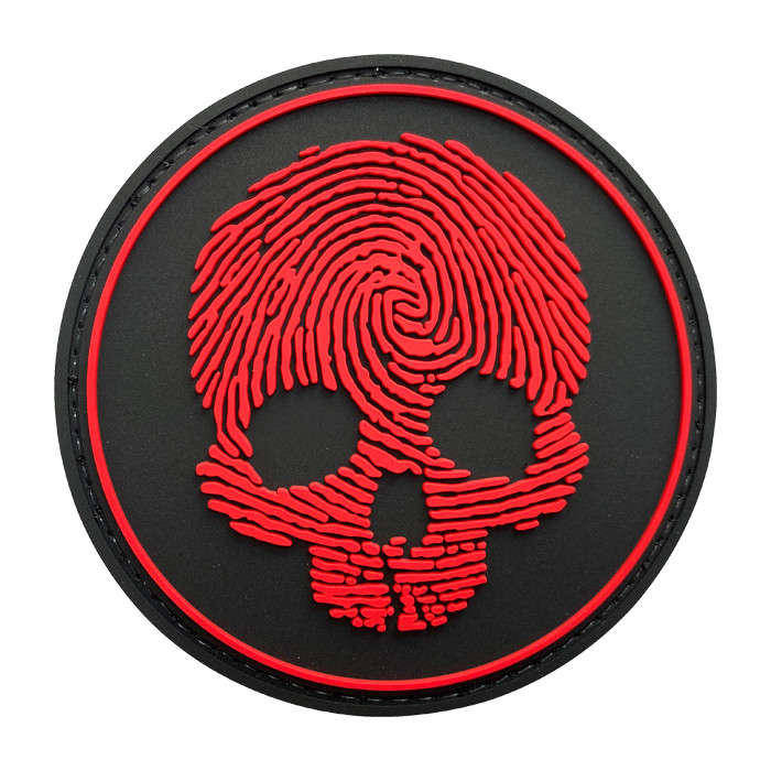 TacSpec "Fingerprint Skull" PVC Velcro Patch - Red/Black