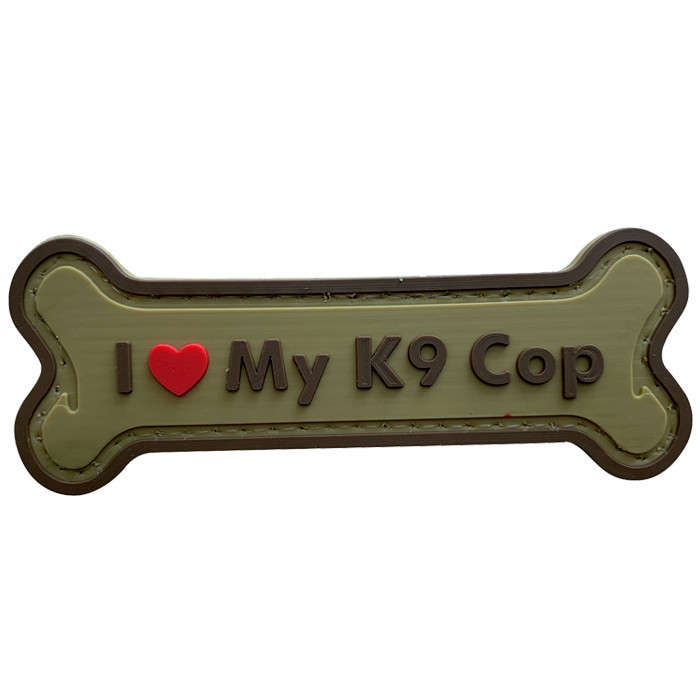 TacSpec "I Love My K9 Cop" PVC Velcro Patch - Tan