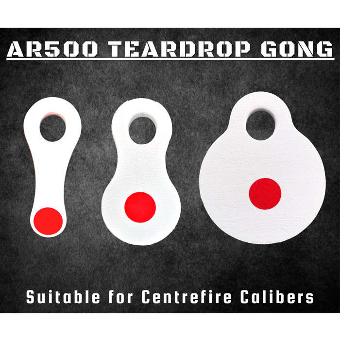 AR500 10mm Steel Gong Target - Teardrop - Various 50mm x 90mm x 10mm