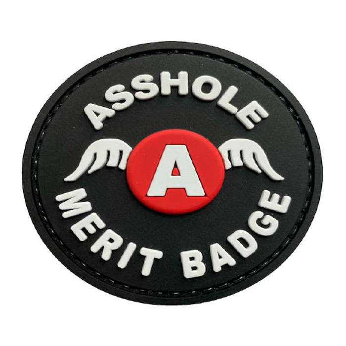 TacSpec "A**hole Merit Badge" PVC Velcro Patch - Black/Blue/White