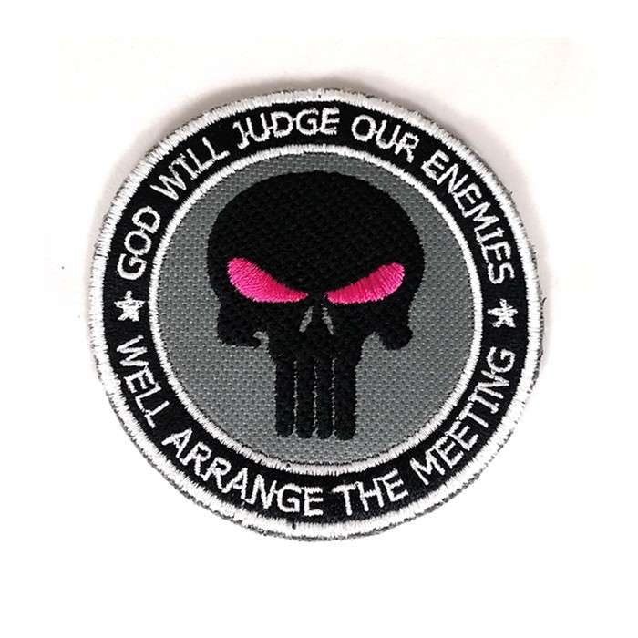 DZI Punisher 80mm Round Velcro Patch - Pink/Black