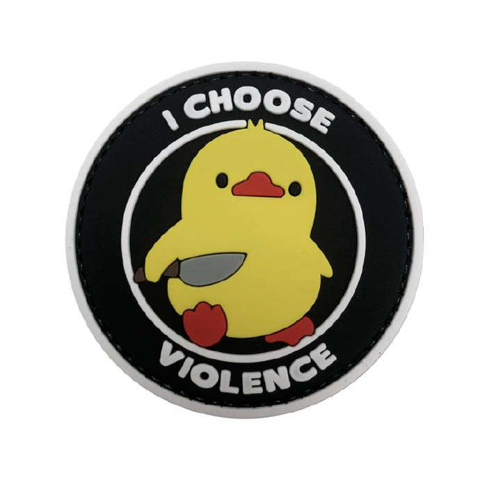 TacSpec "I Choose Violence Duck" PVC Velcro Patch - Black/Yellow