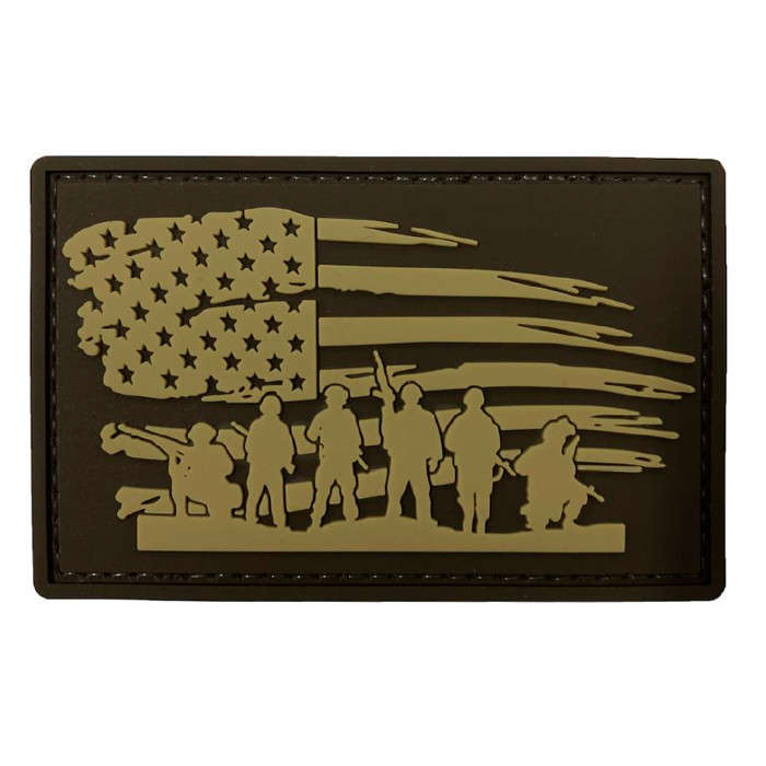 TacSpec "US Flag Soldiers" PVC Velcro Patch - Tan