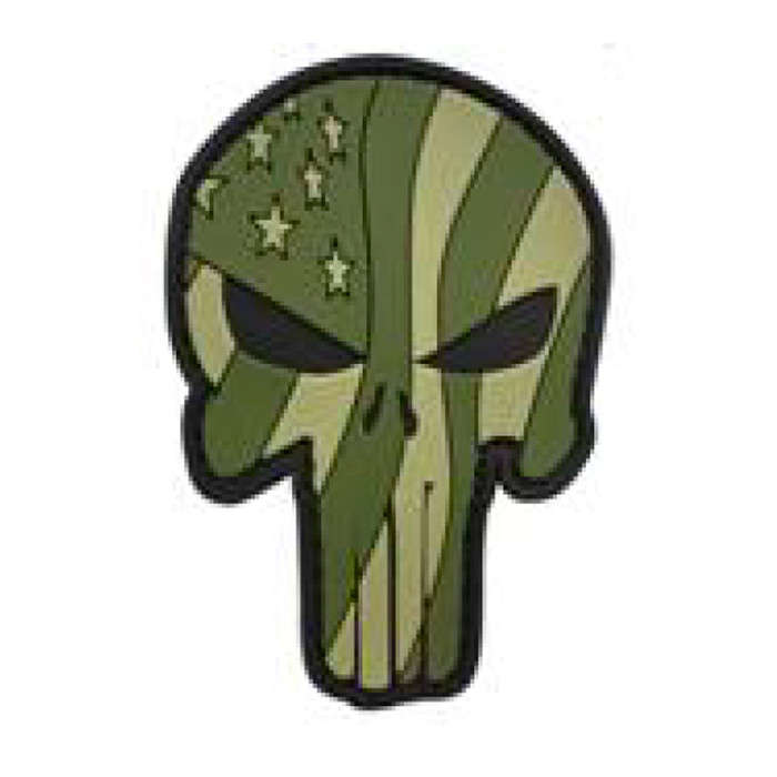 TacSpec "Camo Flag Cut Out Punisher" PVC Velcro Patch - OD