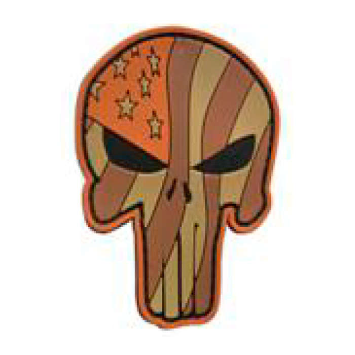 TacSpec "Camo Flag Cut Out Punisher" PVC Velcro Patch - Tan