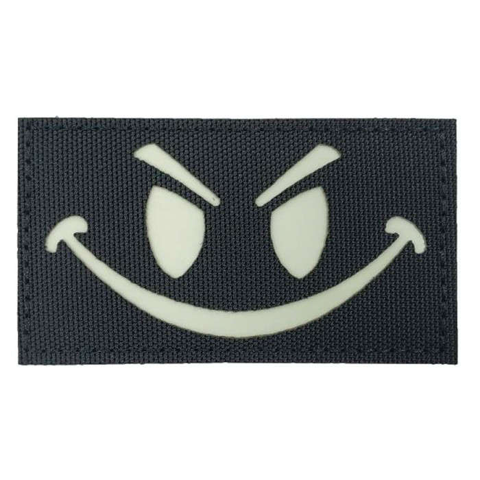 Tacspec "Angry Smiley - Glow in the Dark" Laser-Cut Velcro Patch - Black