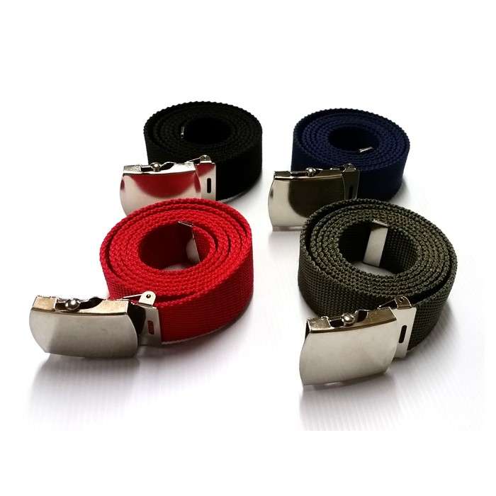DZI Nylon Security Dress Belt with Silver Metal Buckle 32mm - Various Red