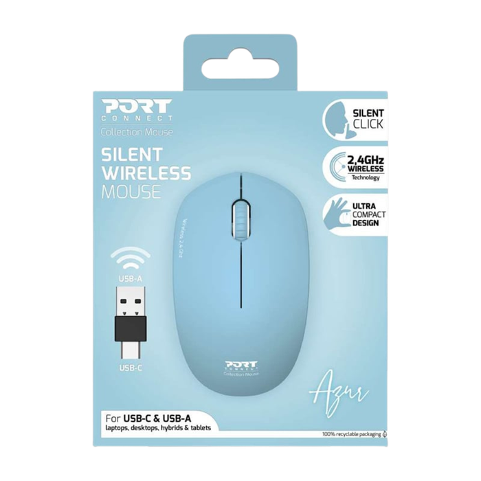 Port 2.4Ghz Wireless Mouse - Azure