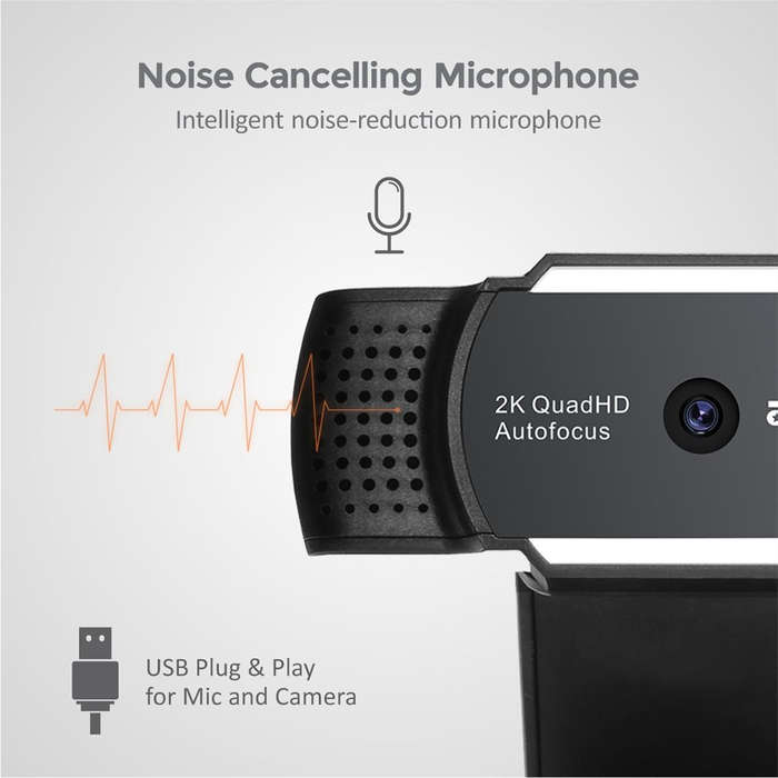 Astrum 2K Quad HD USB Webcam with Mic & Tripod - WM200