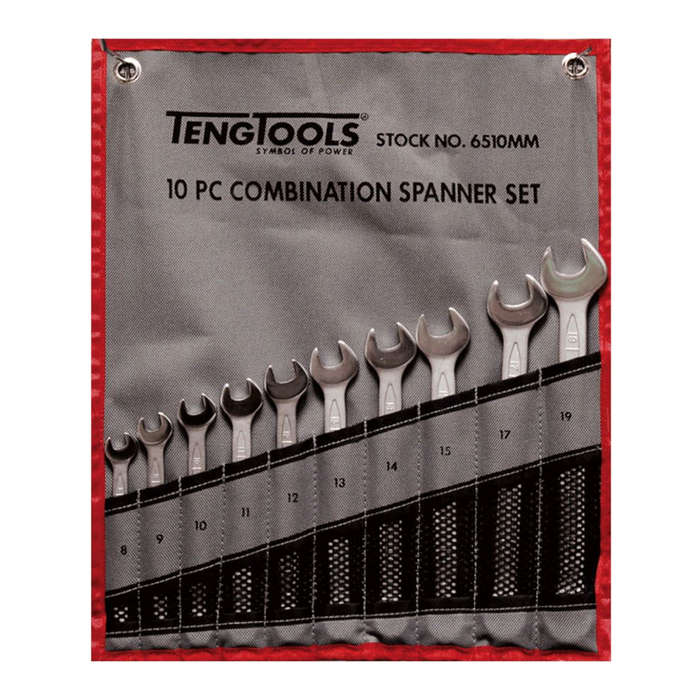 10 Piece Metric Combination Spanner Set in Tool Roll 6510MM
