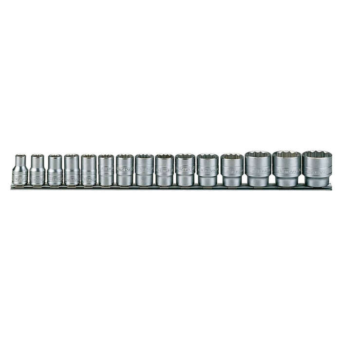 1/2inch Drive Socket Set on Clip Rail, 15Pieces - M1215MM