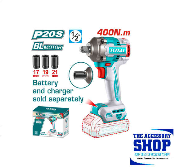 Impact Wrench 400nm Cordless Total Tools with or without battery TIWLI20401