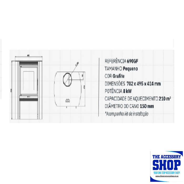 Fireplace Graphite 690 Metávila Dual Combustion Heater 8kw LK's
