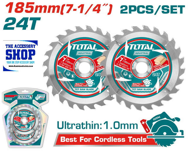 Circular saw Ultra-thin TCT saw blade set of 2 Total Tools TAC2331853
