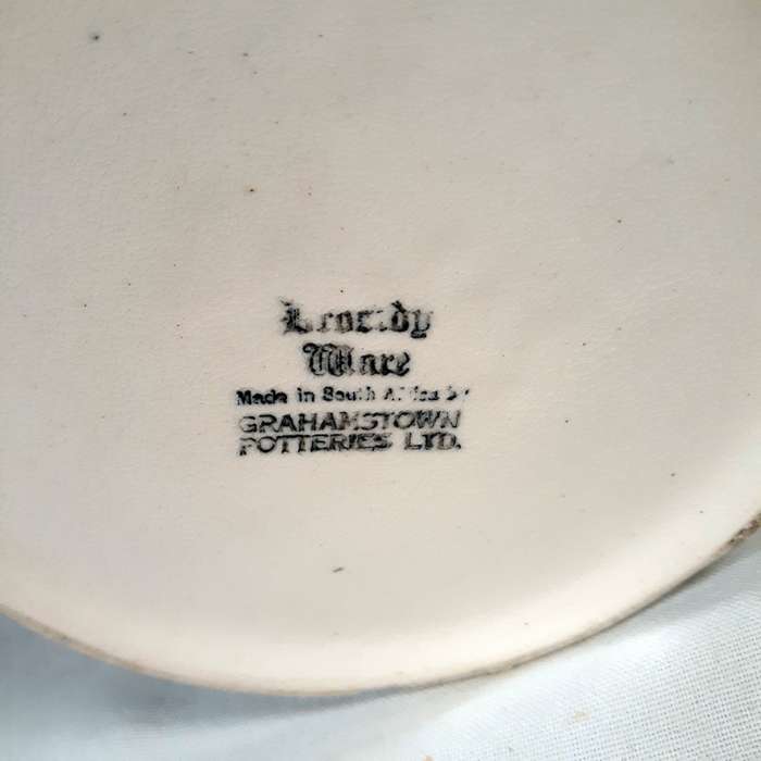 SA Studio pottery Grahamstown Town Potteries Drostdy Ware Stag Beer Jug embossed relief South Afr...