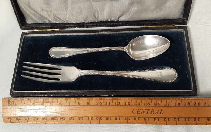 Epns boxed spoon and fork - childs
