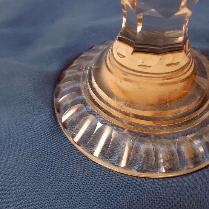 crystal cut glass candle stick holder - beautifull item - 21 cms tall