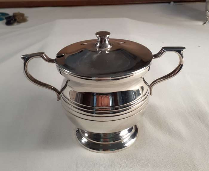 Silver plated sugar bowl / jam jar - SPonC  Hallmarked Jester/clown - Rhodesia