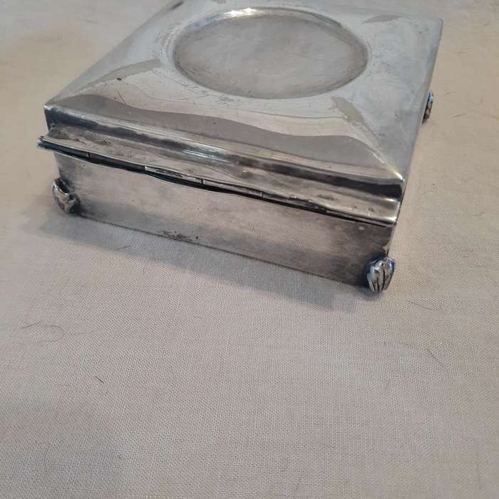 Silver plated trinket box - wooden insert approx  - 9cms square