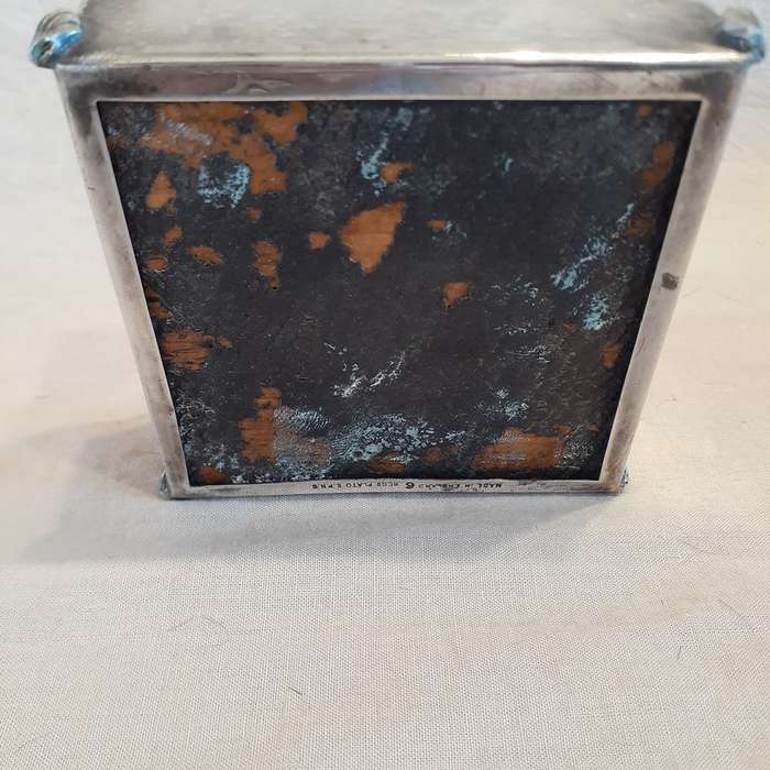 Silver plated trinket box - wooden insert approx  - 9cms square