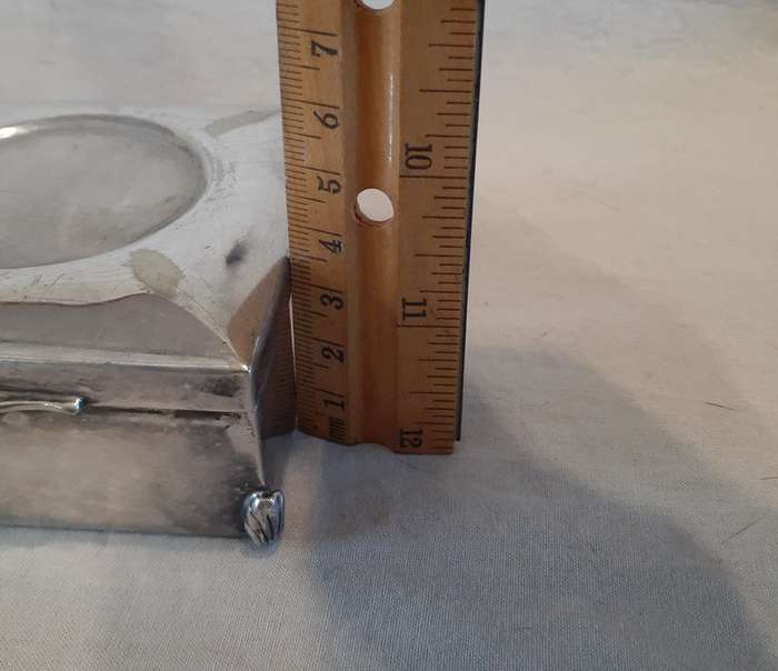 Silver plated trinket box - wooden insert approx  - 9cms square