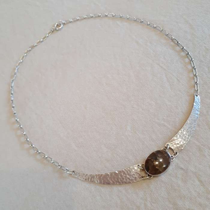 Silver necklace with semi precious stone. Custom made