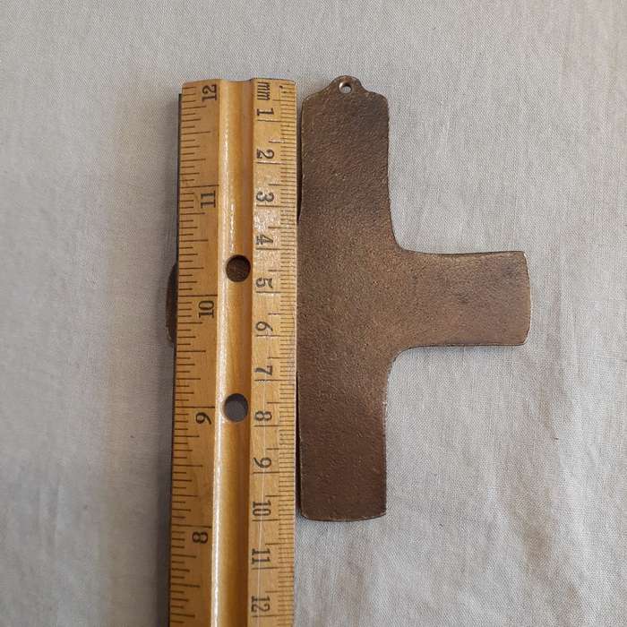 German cast bronze cross - Ich bin bei auch -  10cm x 8.5cms