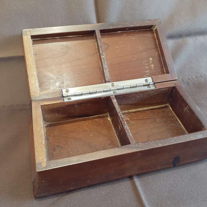 Swedish wooden box with vintage electrolux badge jewelry box card box