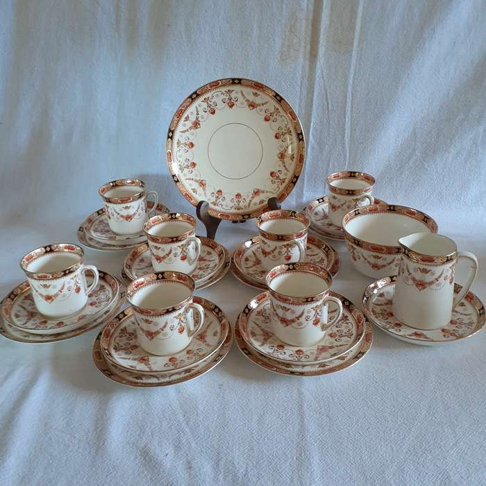 Tea Set Taylor and Kent Longton Florentine English Porcelain circa1900's Jewel Pattern