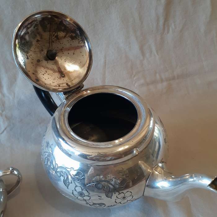 Silver Plated Britannia metal English Tea Pot, Sugar Basin and Milk Jug