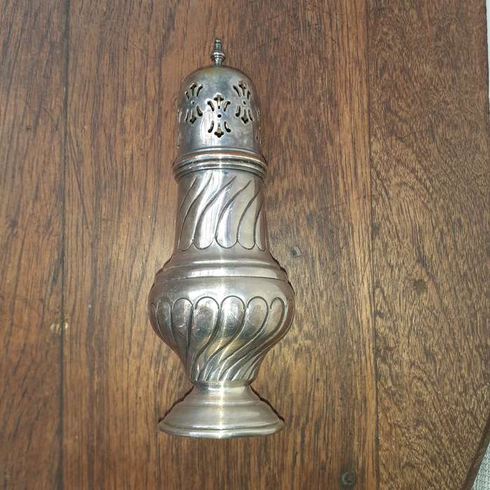 Silver Plated Sugar Castor - hand chased Sheffield Alpha plate
