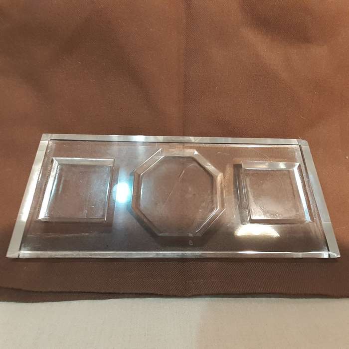 Crystal glass Deco dressing table set - some damage