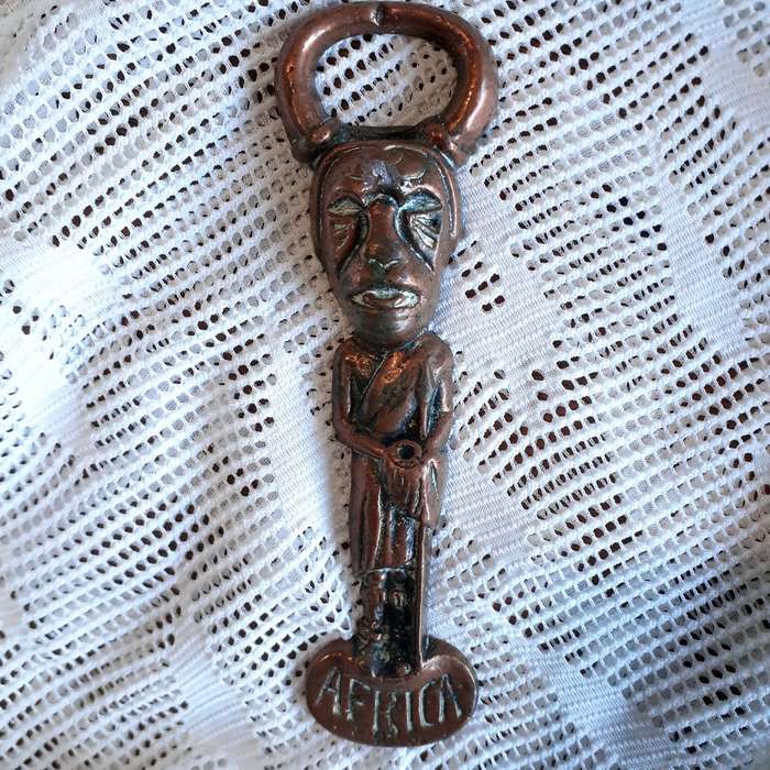 Bottle Opener - cast copper tribal figurine .2 Kg Rhodesia