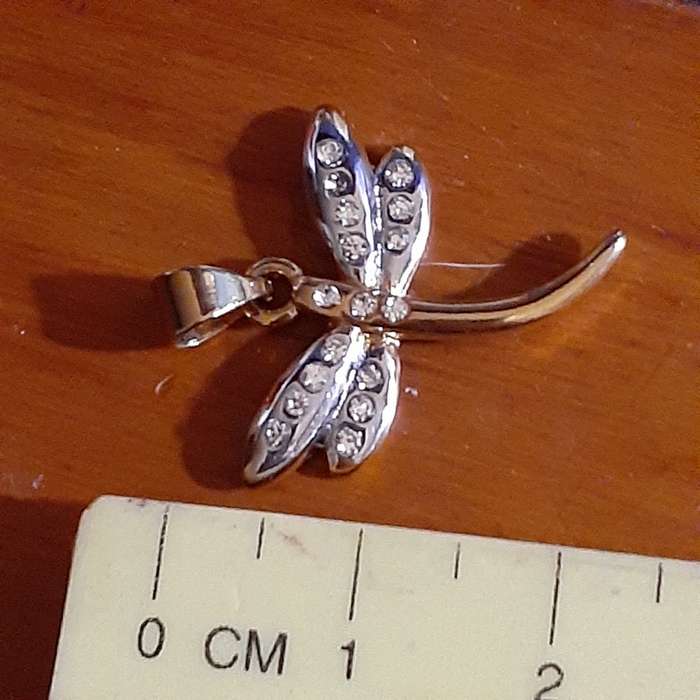 Pendant dragonfly - gold plated with diamante made by TG  2 cms