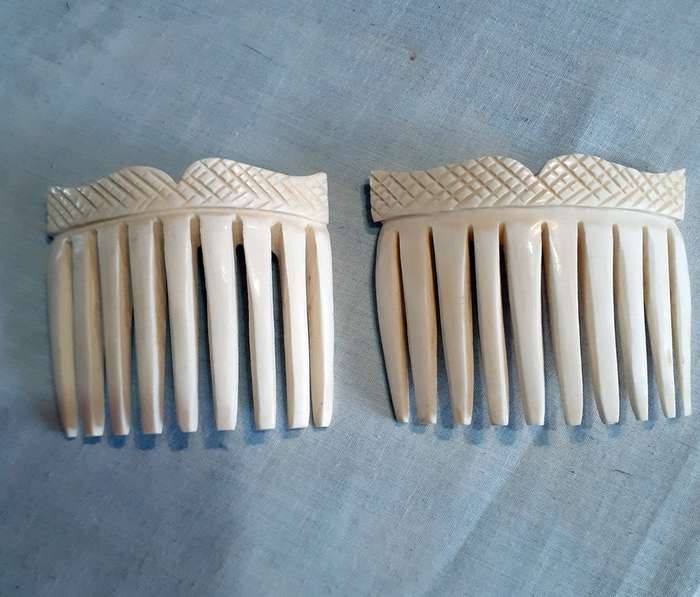 2 Bone ivory hair combs.  (pair of combs)