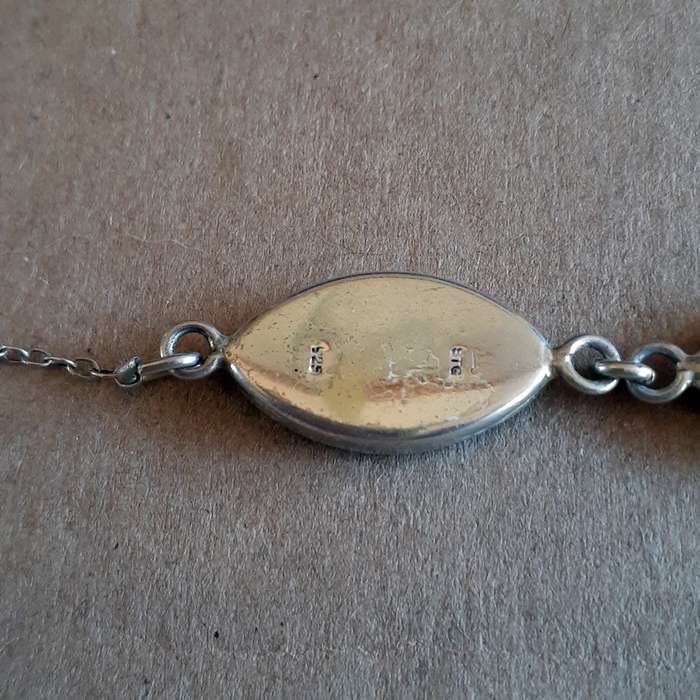 Stirling silver and pau shell choker necklace.   5.61gms