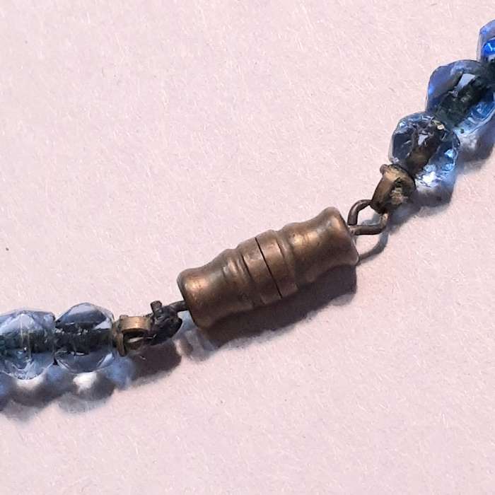 Cut glass crystal bead necklace - Pale Blue faceted