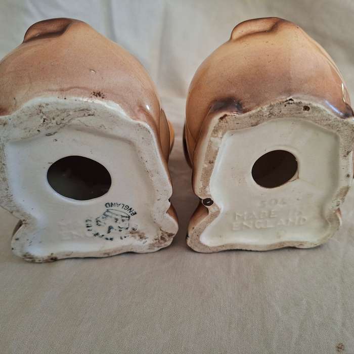Pair Vintage "Bonzo" pups Royal Art Pottery dogs - 1950? very cute 11 cms tall