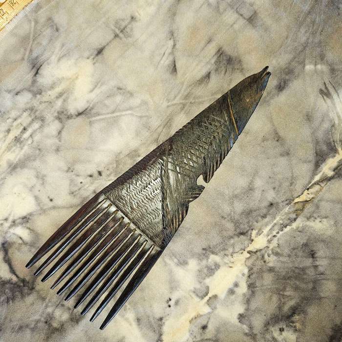 African wooden hair comb - wooden handcarved traditional ebony