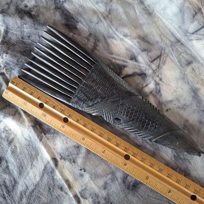 African wooden hair comb - wooden handcarved traditional ebony