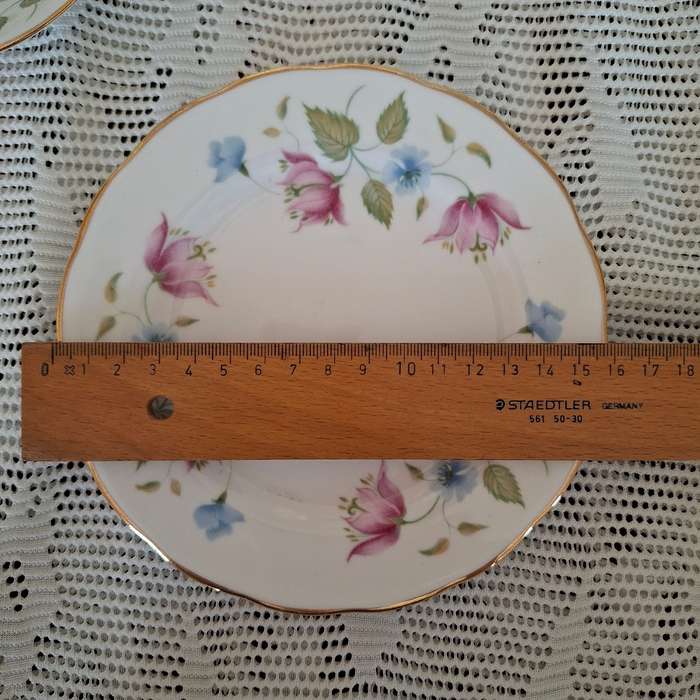 Tea Set Queen Anne 6 trios cake plate sugar basin and milk jug