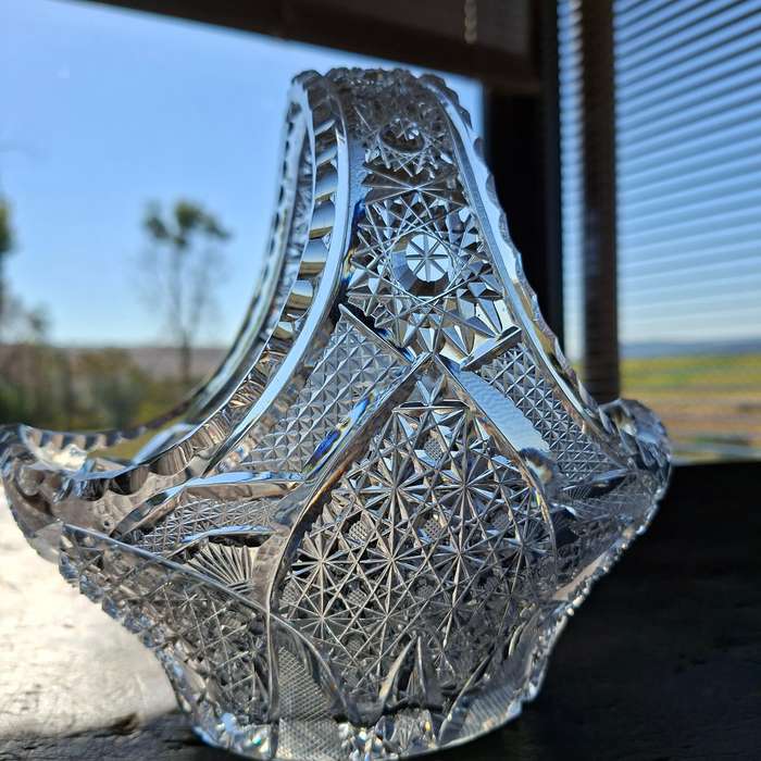 Heavy Cut Glass Lead crystal basket - no damage
