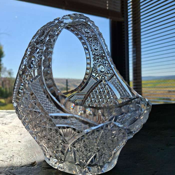 Heavy Cut Glass Lead crystal basket - no damage