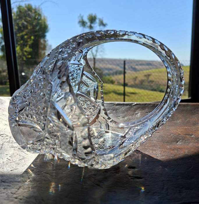 Heavy Cut Glass Lead crystal basket - no damage