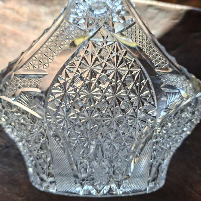 Heavy Cut Glass Lead crystal basket - no damage